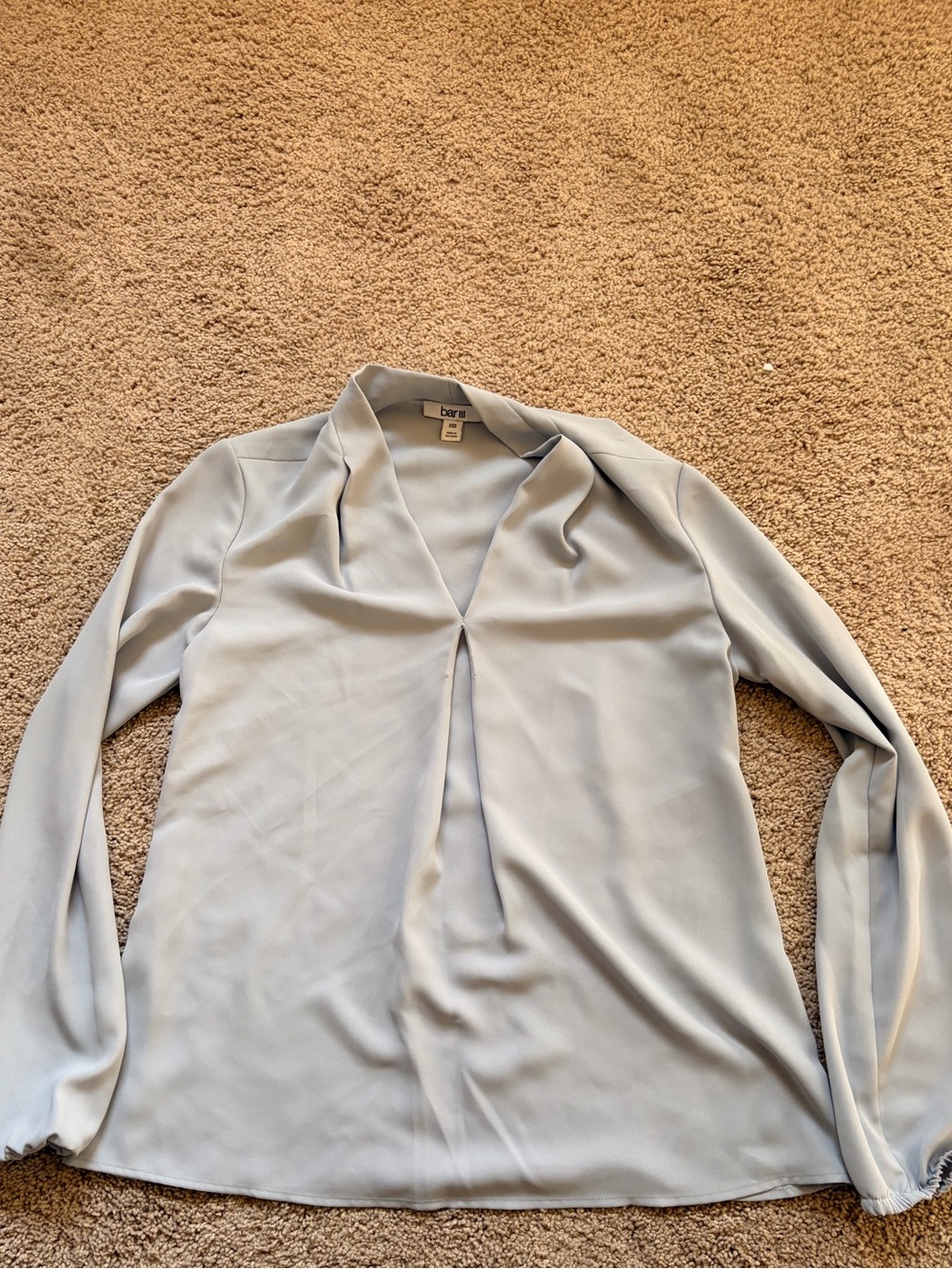 Bar III Light Blue V-Neck Long-Sleeve Blouse